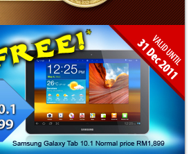 Free Samsung Galaxy Tab 10.1 worth RM1,899